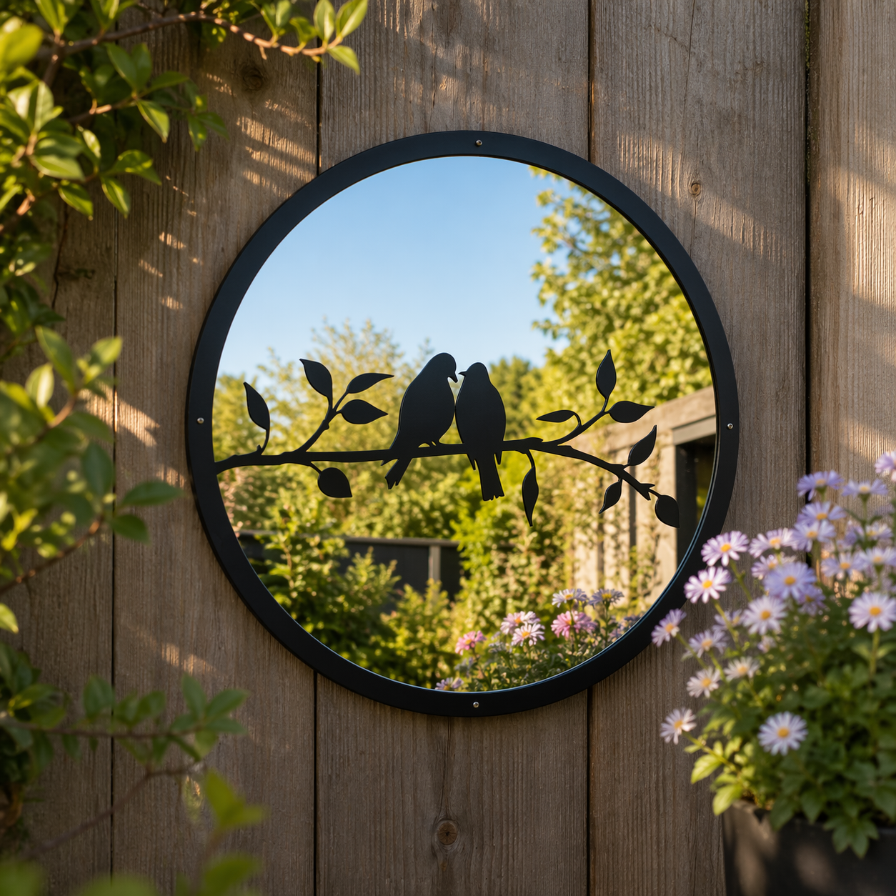 SunCatcher Garden Mirror Round Two Little Birds Range of Sizes
