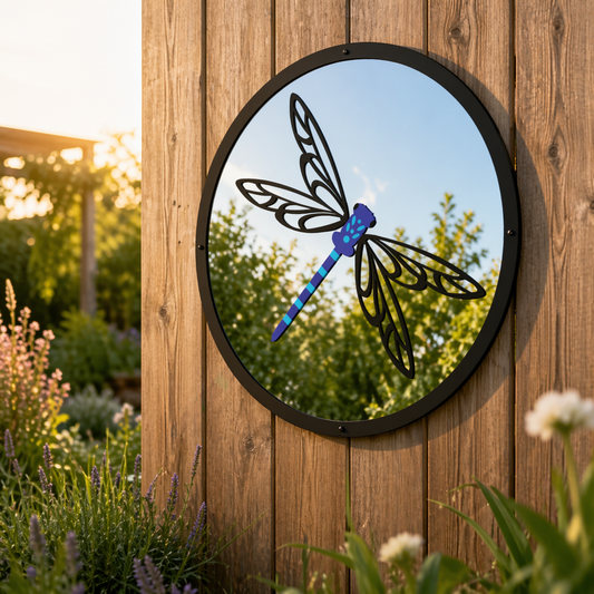 SunCatcher Garden Mirror Round Dragonfly Range of Sizes