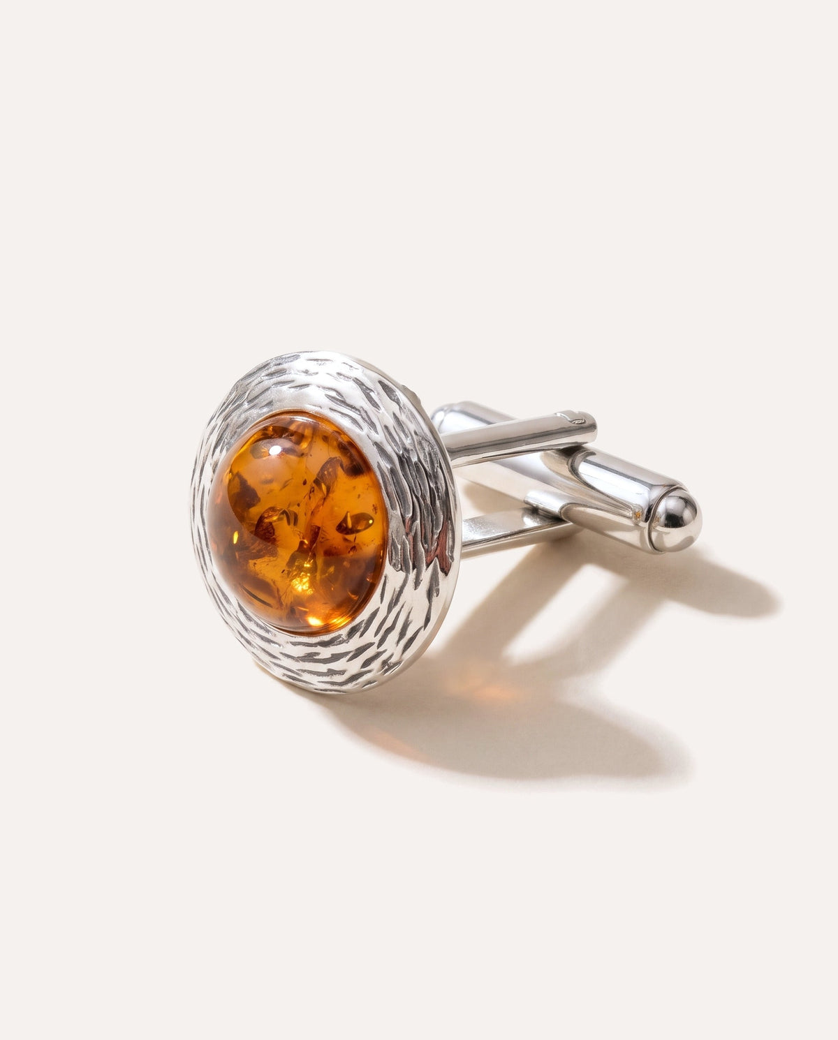 Round Textured Frame Amber Cufflinks