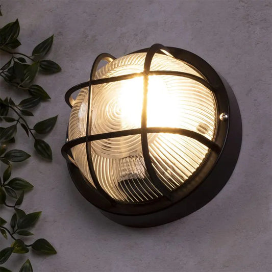 Black Round Outdoor LED Wall / Security Light