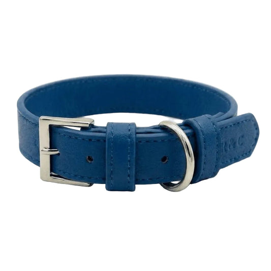Royal Blue Leather Dog Collar