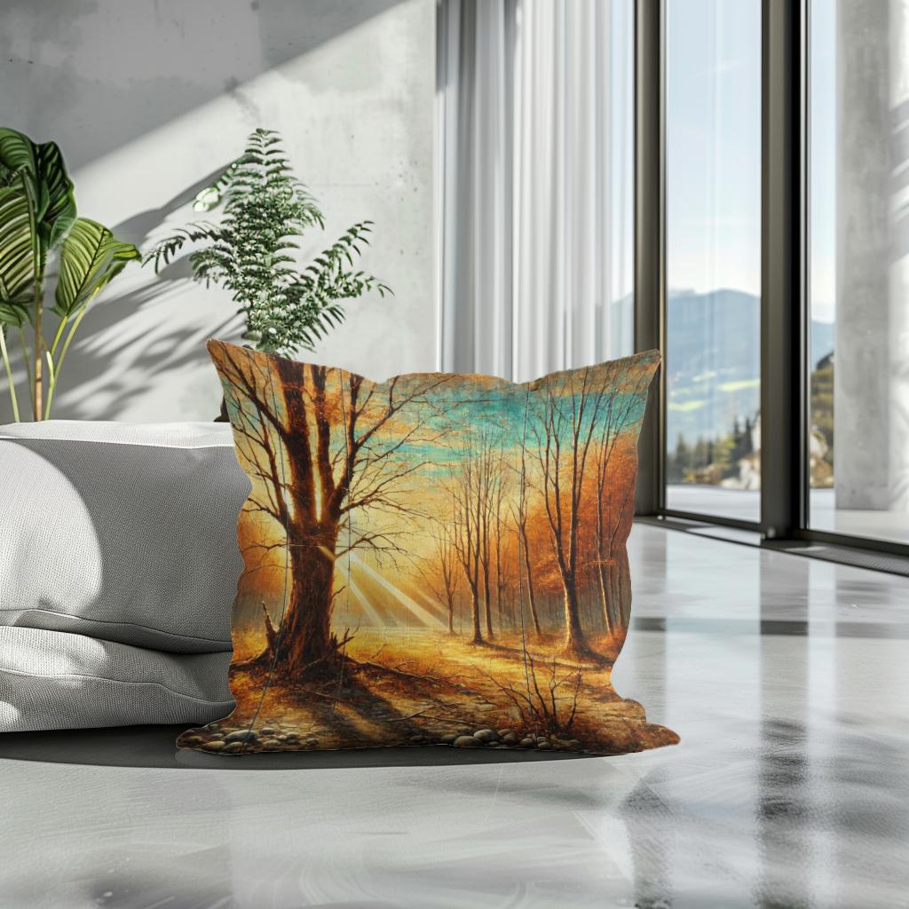 Rustic Autumn Glow Cotton Cushion