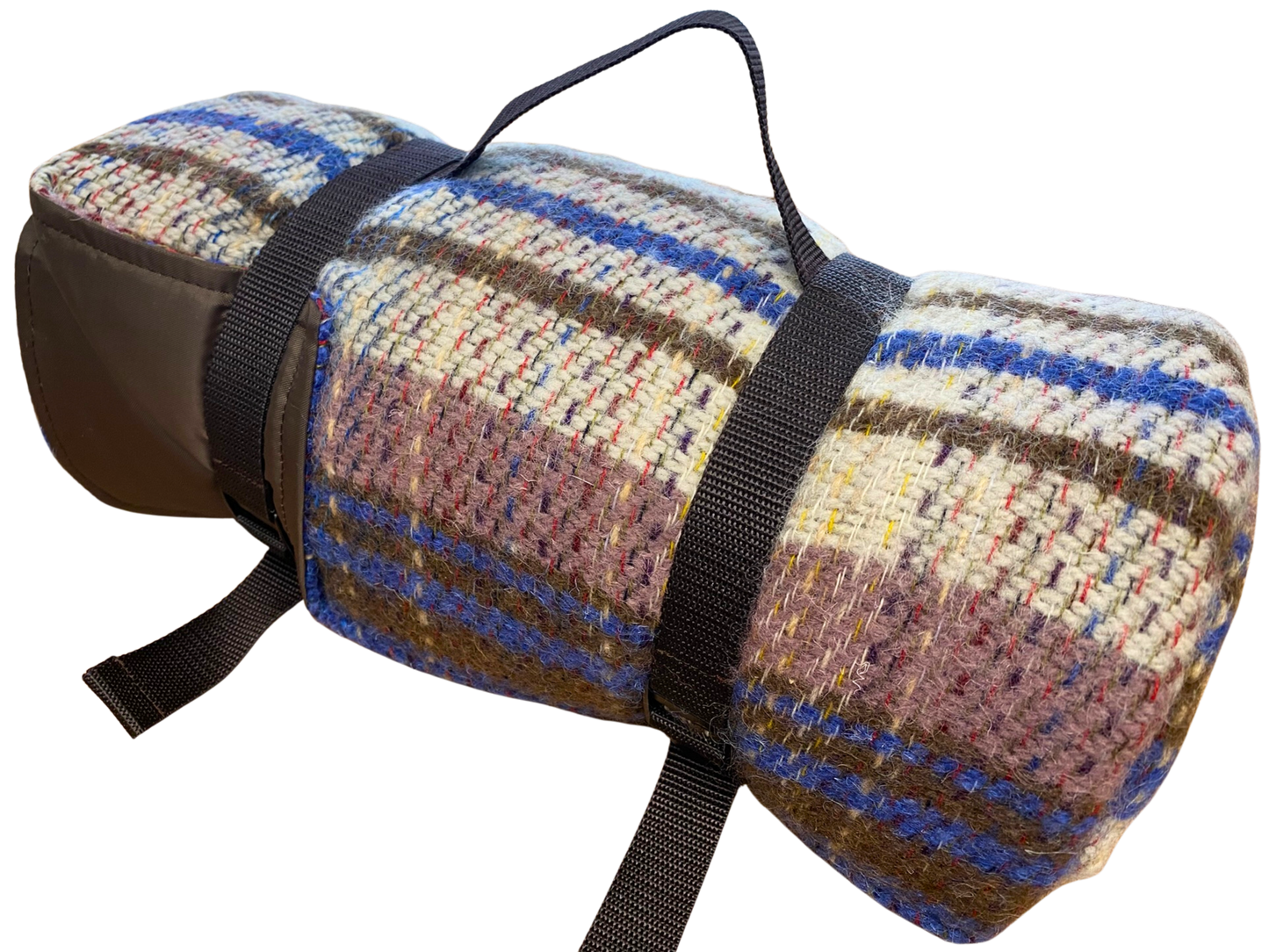 Waterproof Picnic Rug Roll - Random Check Recycled Wool