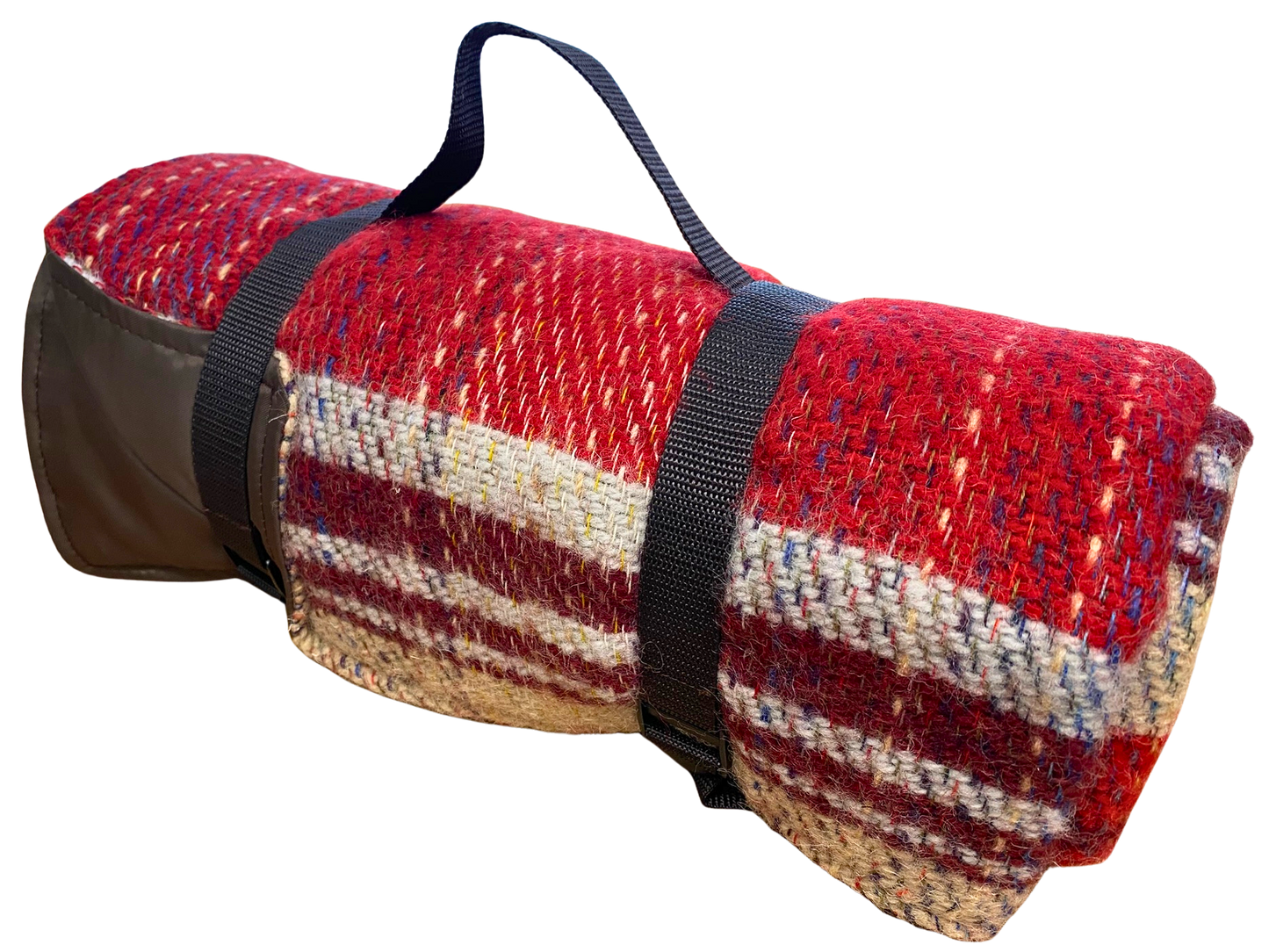 Waterproof Picnic Rug Roll - Random Check Recycled Wool