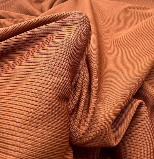 Rust 2X1 Fine Rib Stretch Fabric