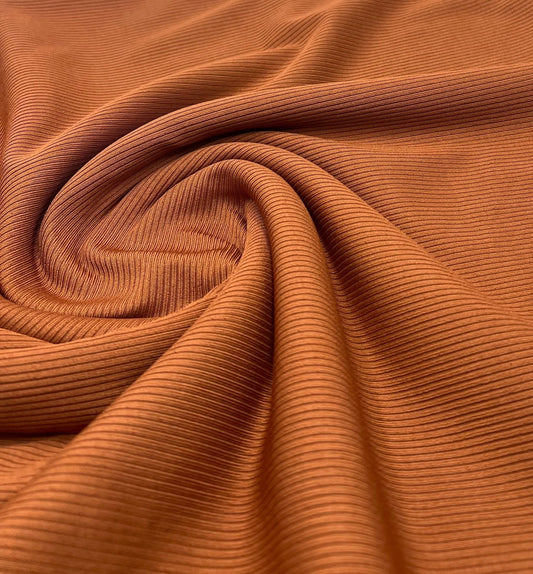 Rust 2X1 Fine Rib Stretch Fabric