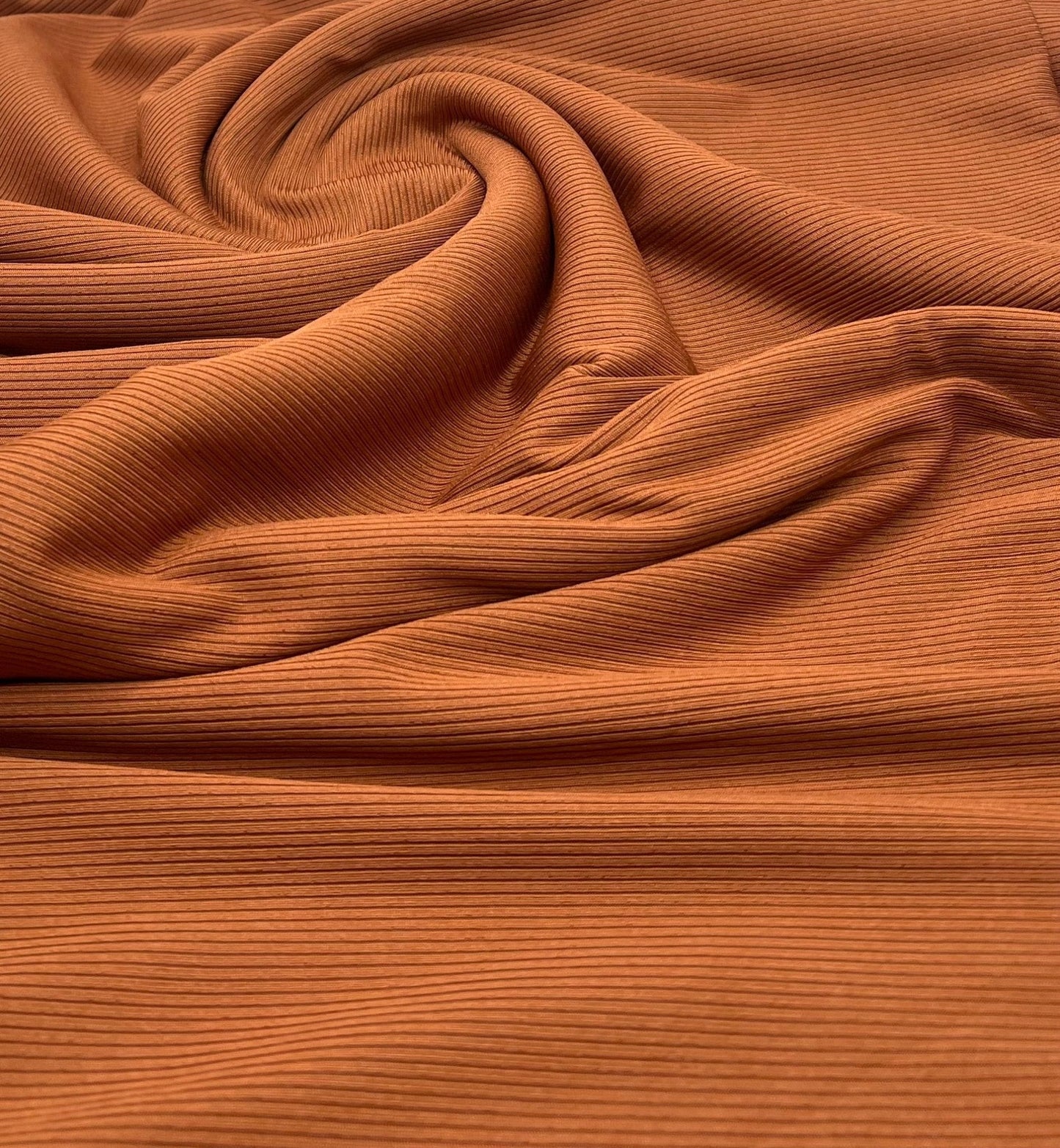 Rust 2X1 Fine Rib Stretch Fabric