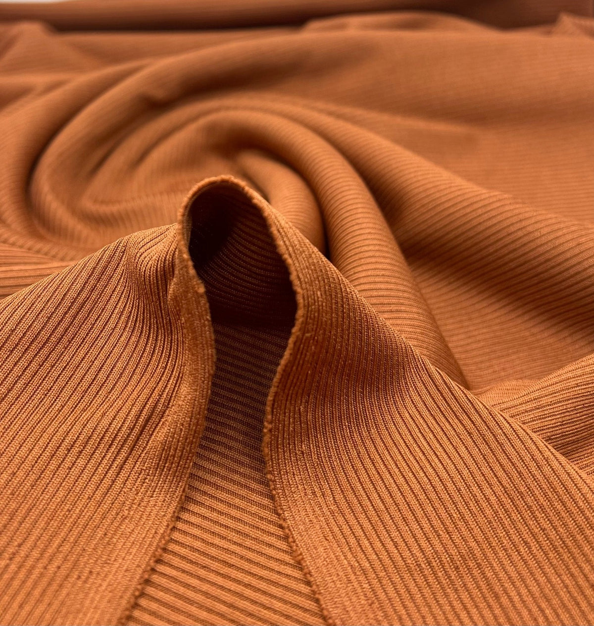 Rust 2X1 Fine Rib Stretch Fabric