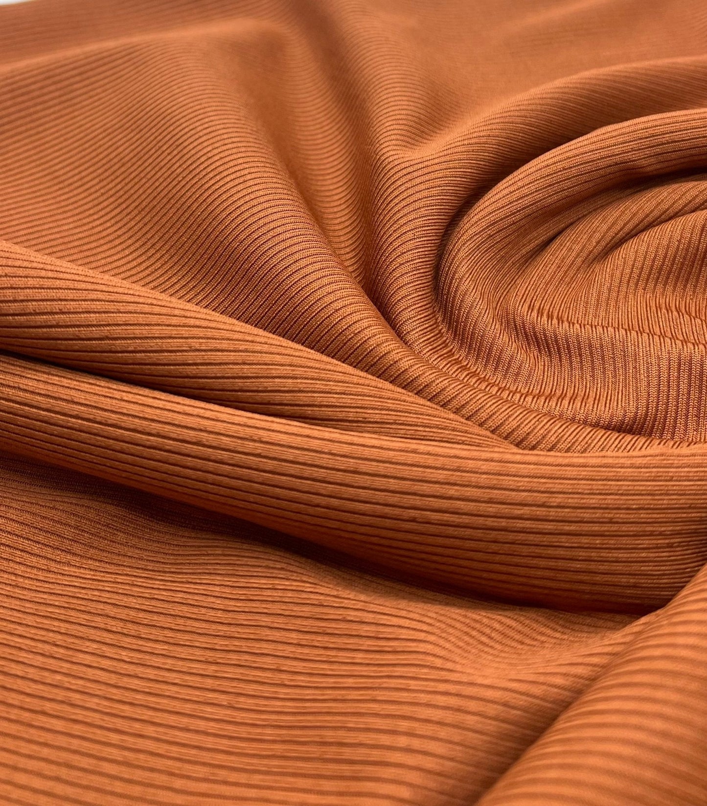 Rust 2X1 Fine Rib Stretch Fabric