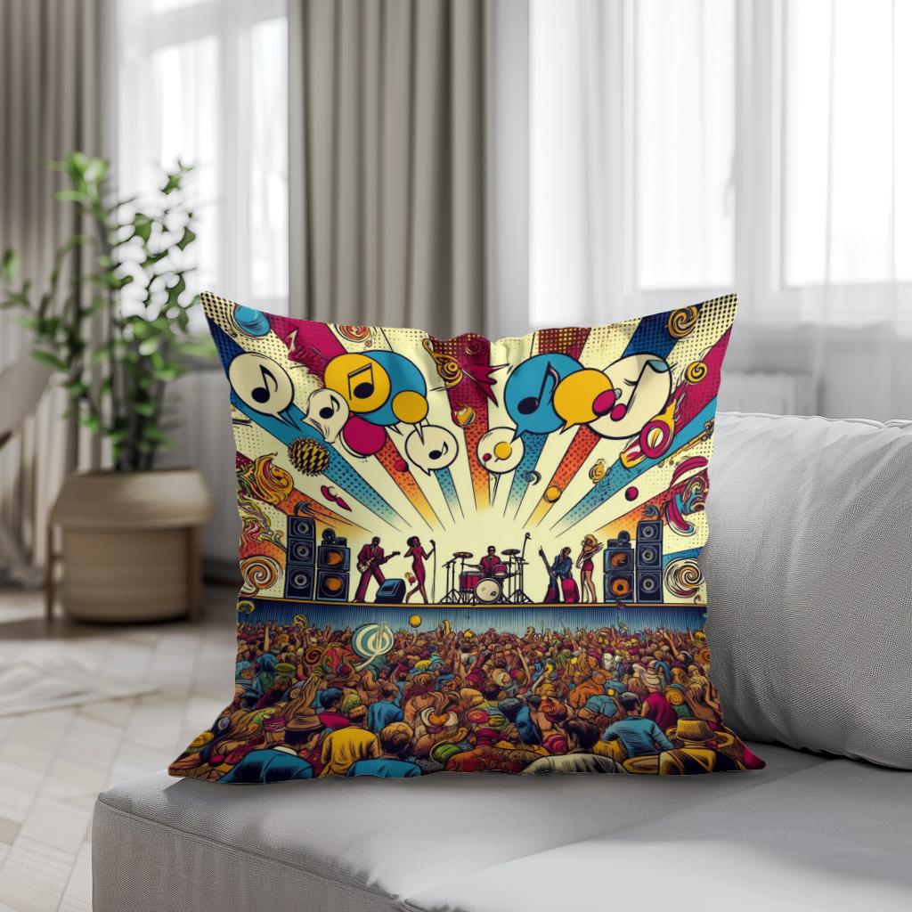 Pop Rhythms Festival Cotton Cushion