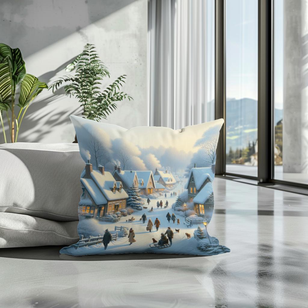 Winter Village Cotton Cushion