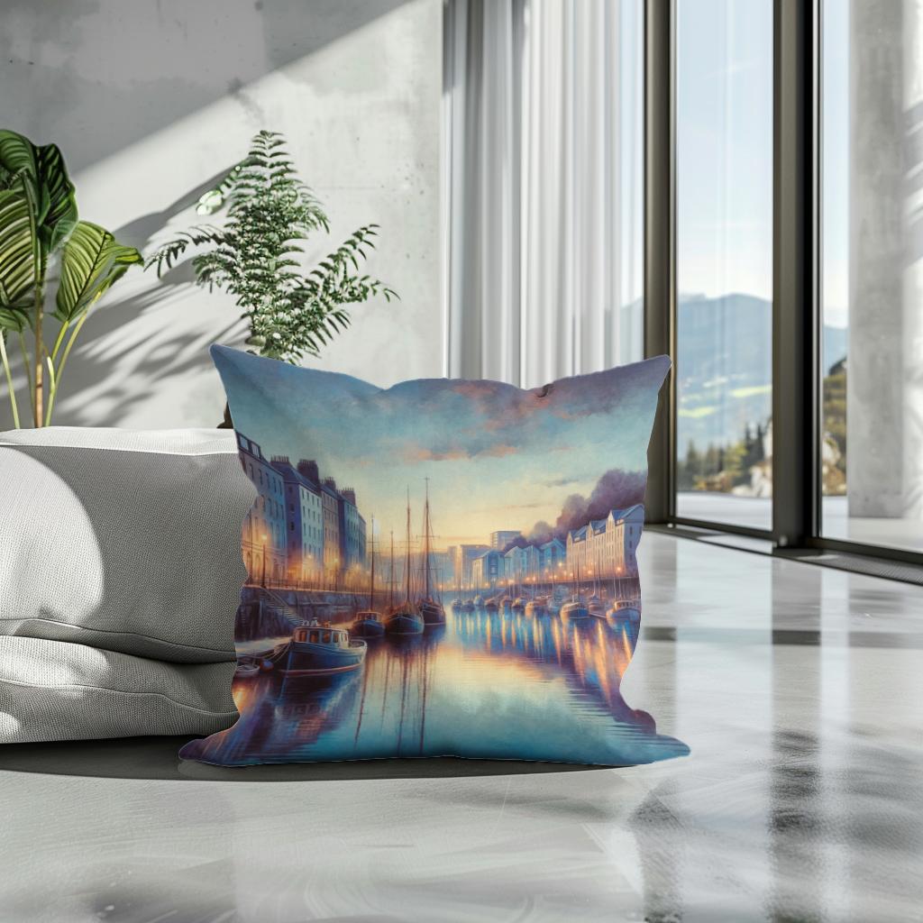 Bristol Harbourside Dusk Cotton Cushion