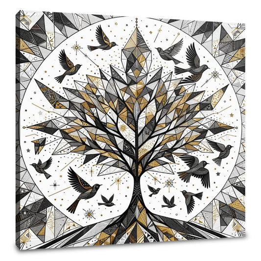 Golden Geometric Nature Canvas