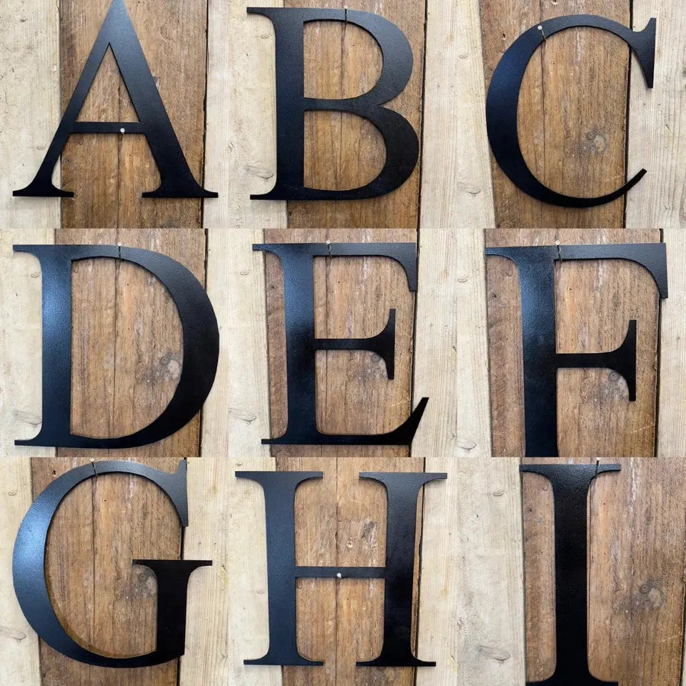 Rustic 5" or 12" Black Metal Classic Letters For  The Home And Garden