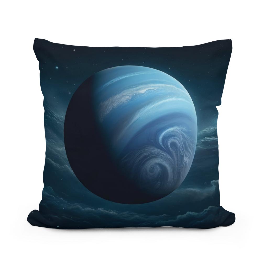Neptune's Cosmic Majesty Cotton Cushion