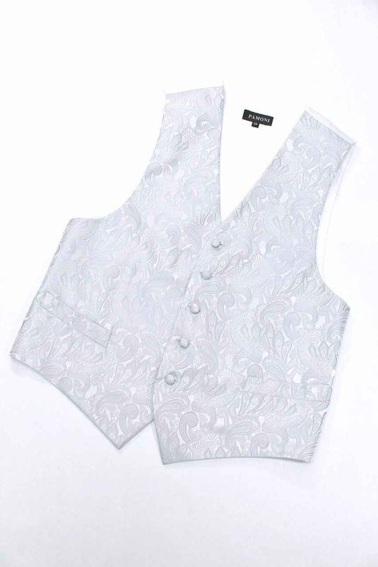Silver Paisley Waistcoat & Cravat Set