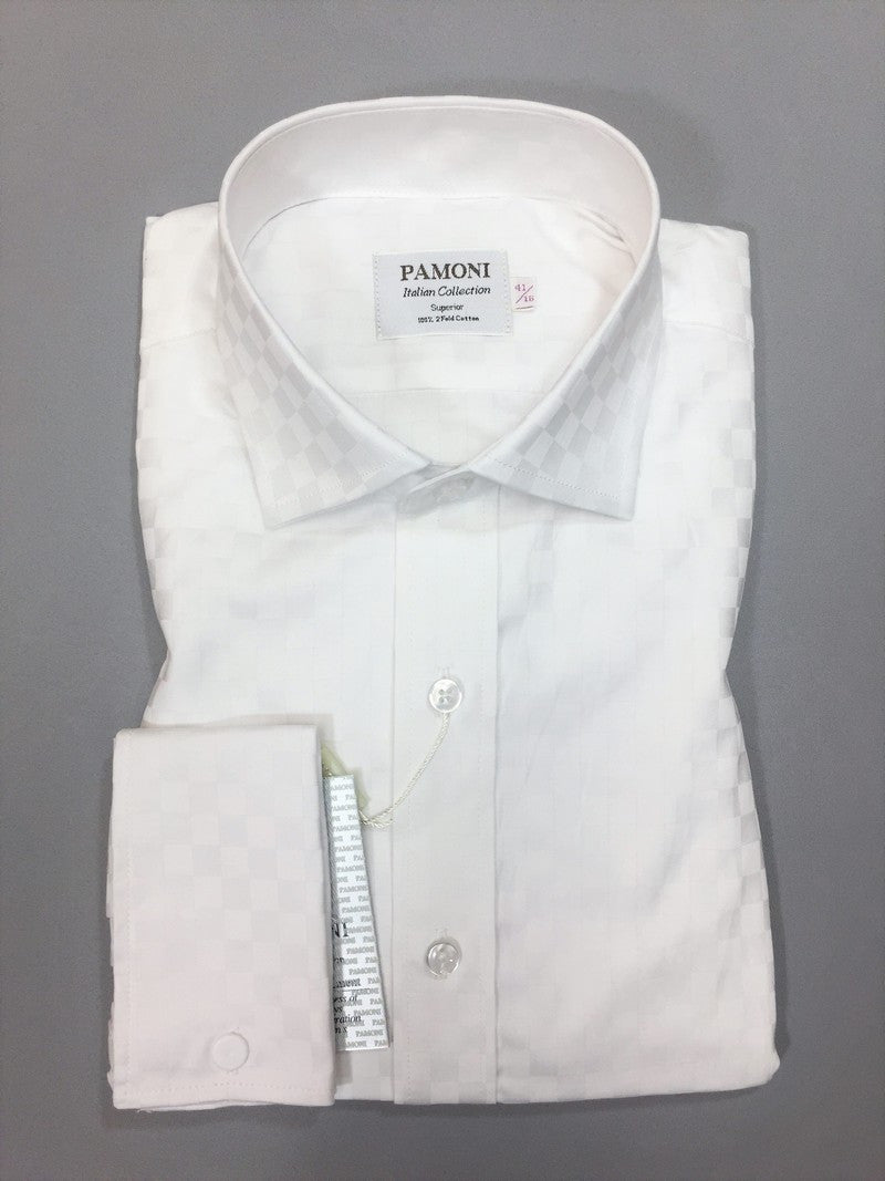 White Box Pattern Slim Fit Shirt