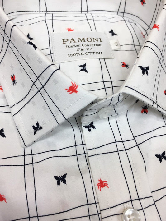 White Check Print Slim Fit Shirt