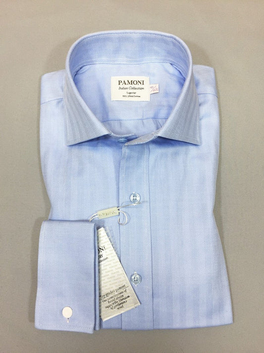 Blue Herringbone Slim Fit Shirt