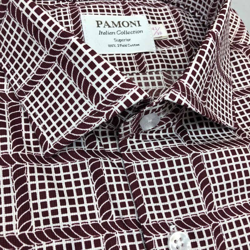 Burgundy Check Slim Fit Shirt