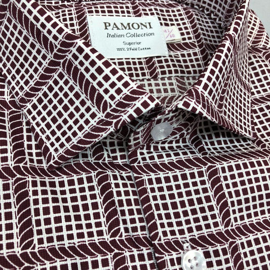 Burgundy Check Slim Fit Shirt