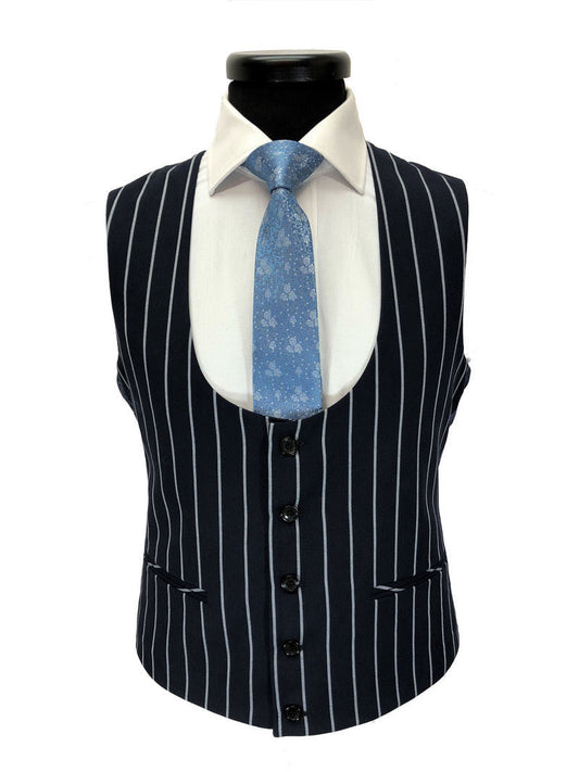 Navy Bold Stripe 2-button 3-piece Suit