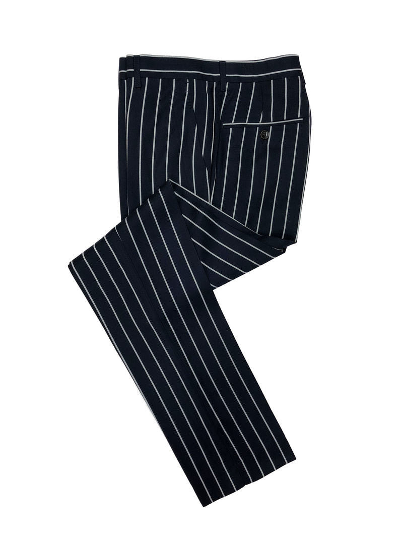 Navy Bold Stripe 2-button 3-piece Suit