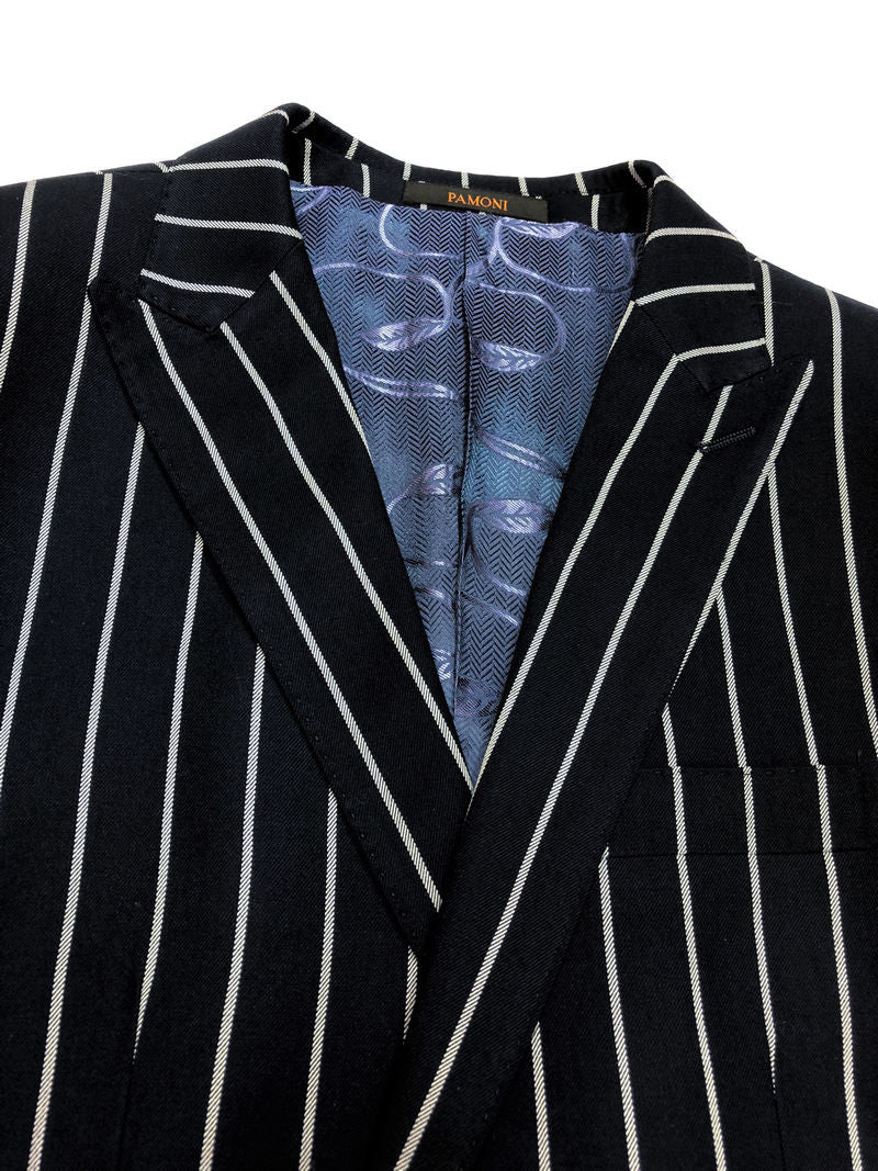 Navy Bold Stripe 2-button 3-piece Suit