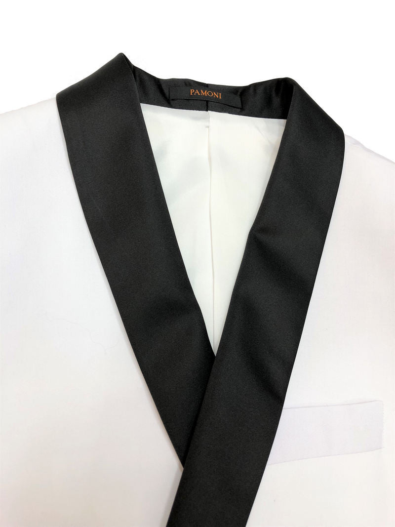 White Black Lapel Slim Fit Dinner Suit