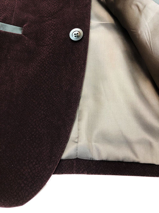 Burgundy Snakeskin Effect Velvet Dinner Jacket