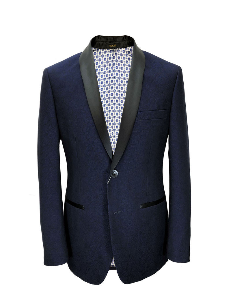 Blue Textured Dinner Jacket