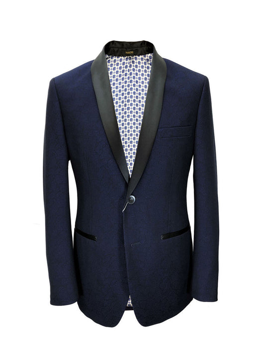 Blue Textured Dinner Jacket