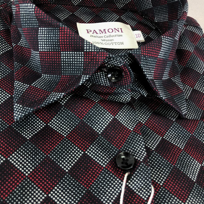 Maroon Halftone Diamond Check Shirt