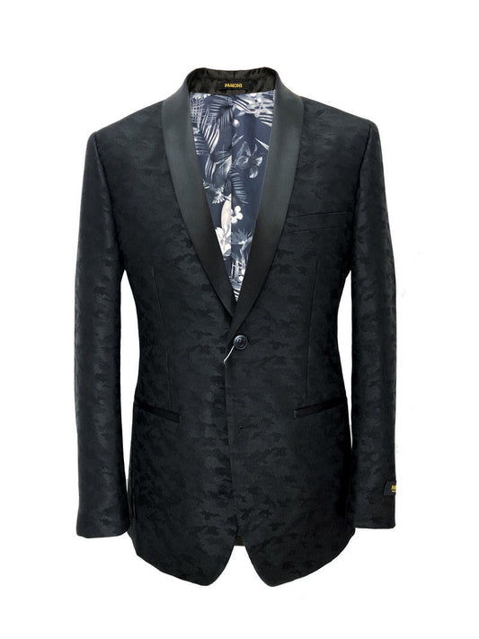 Black Jacquard Brocade Dinner Jacket