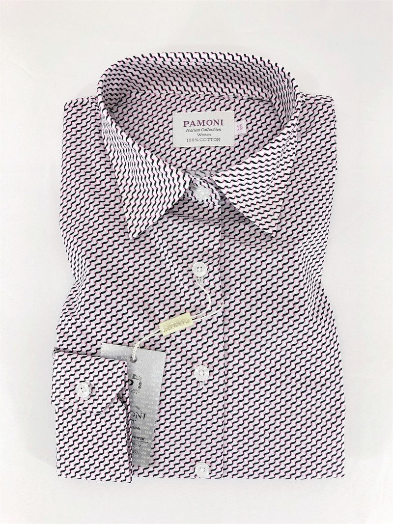 Black/Pink Chevron Embroidery Shirt