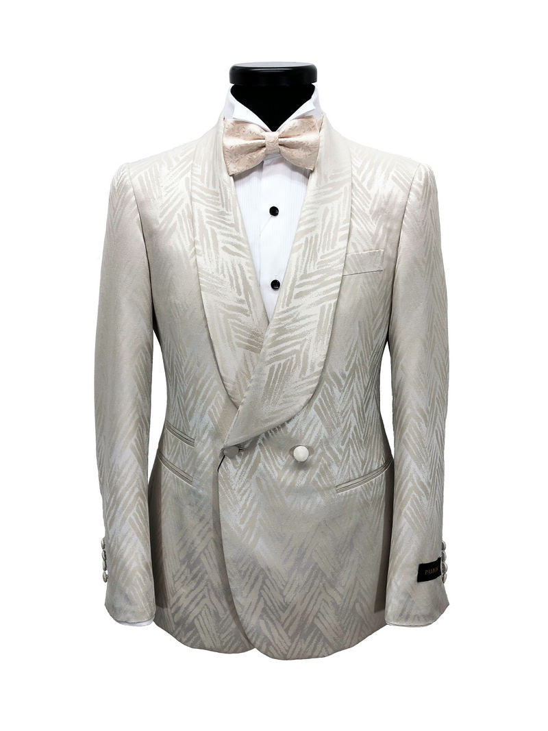 Chevron Champagne Shawl Lapel Suit