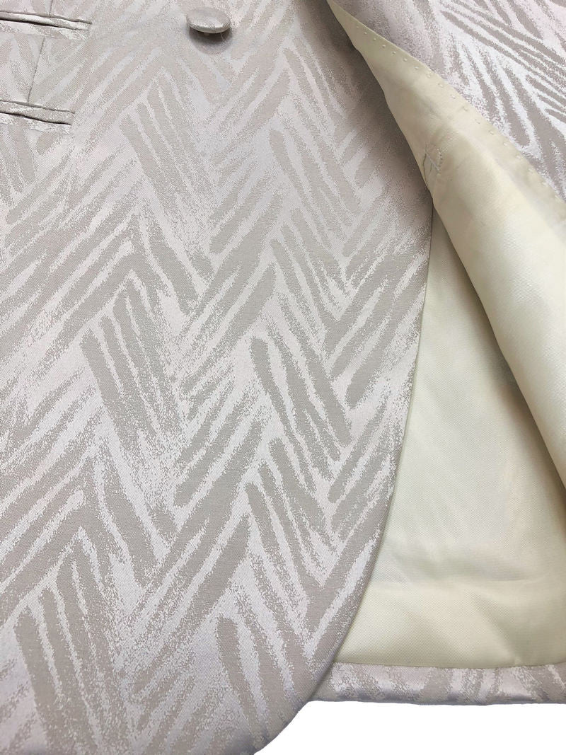 Chevron Champagne Shawl Lapel Suit