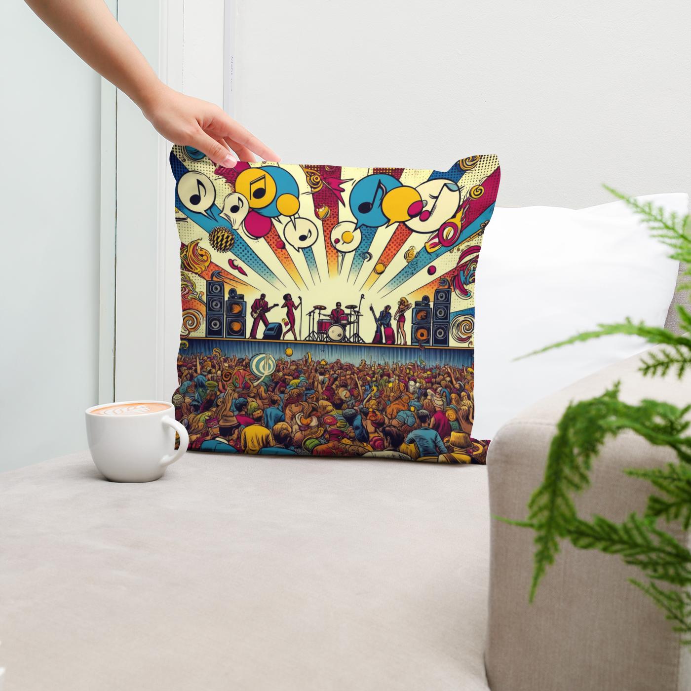 Pop Rhythms Festival Cotton Cushion