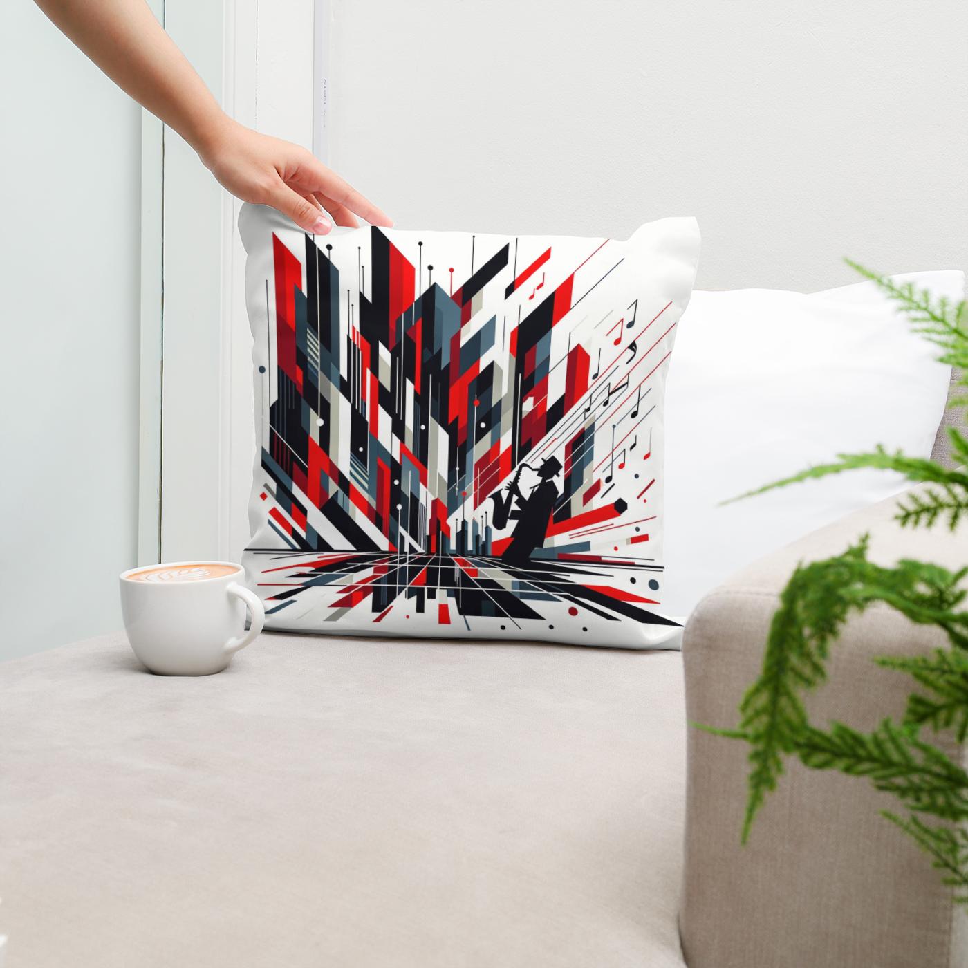 Rhythmic Jazz Geometry Cotton Cushion