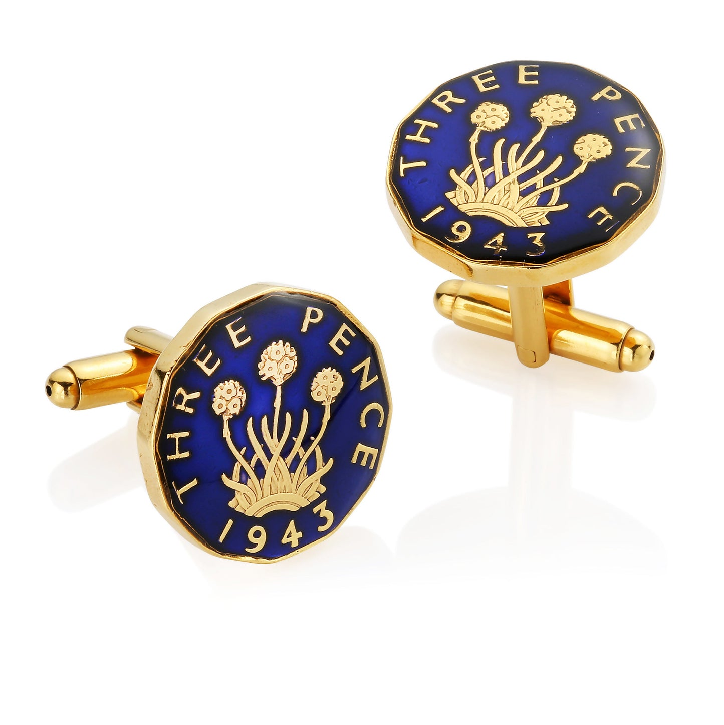 George VI  Threepenny (1937-1952) - Thrift Design - Enamelled Coin Cufflinks