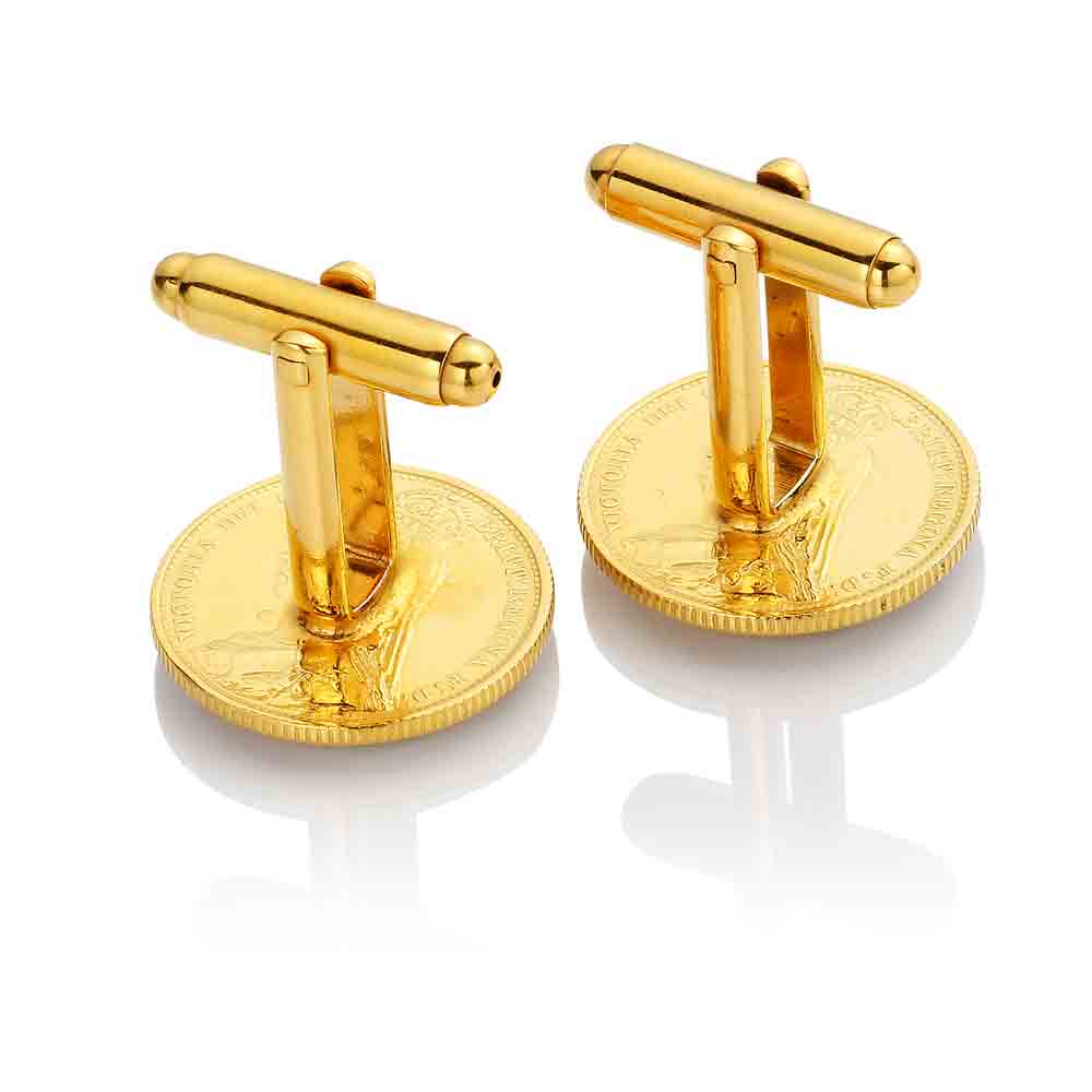 1887 Victorian Sixpence - Enamelled Coin Cufflinks