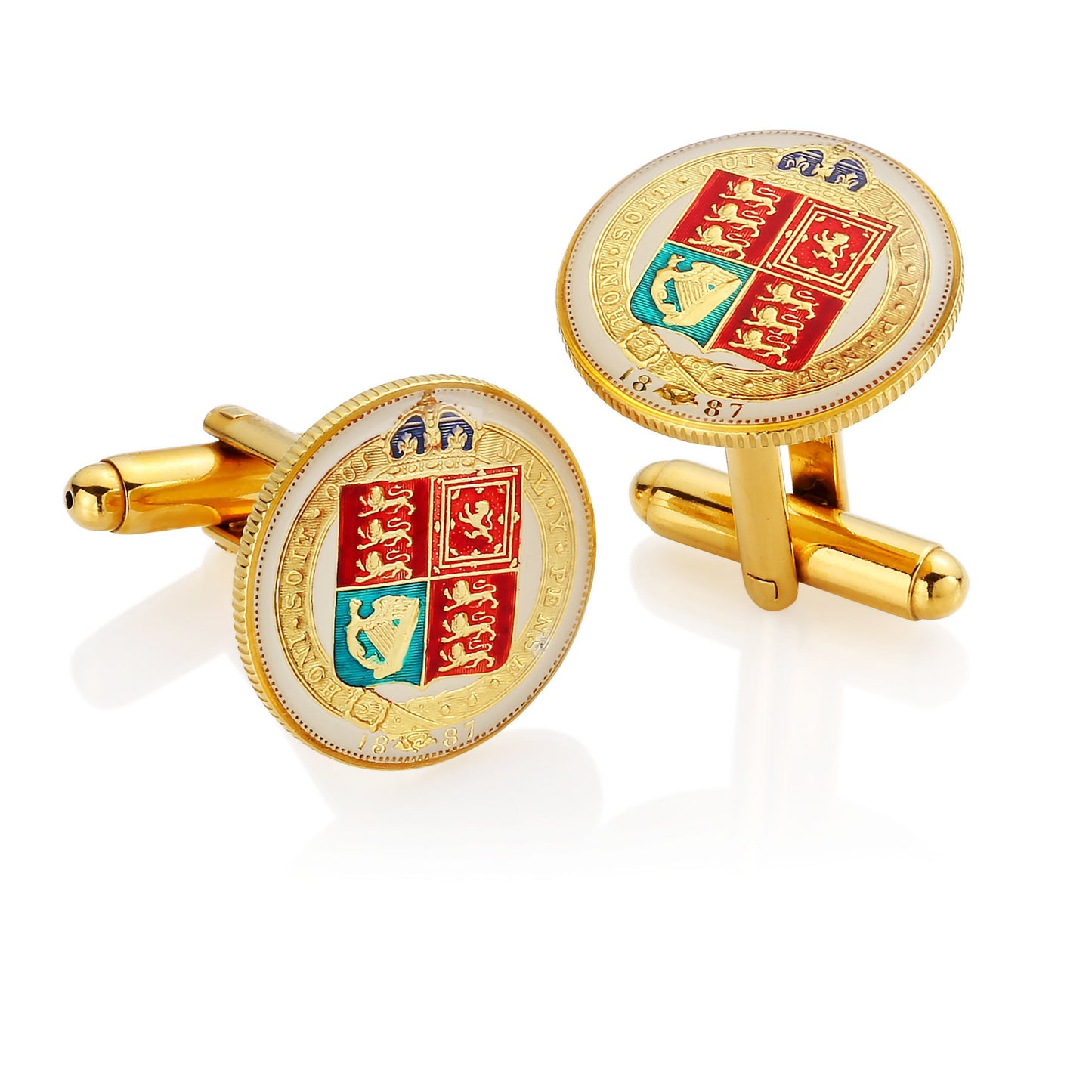 1887 Victorian Sixpence - Enamelled Coin Cufflinks