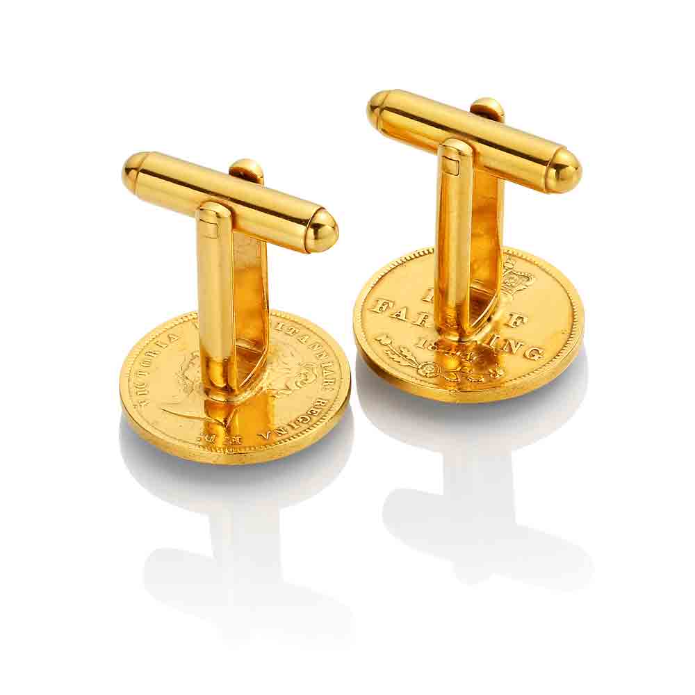 Victorian Half Farthing- Enamelled Coin Cufflinks