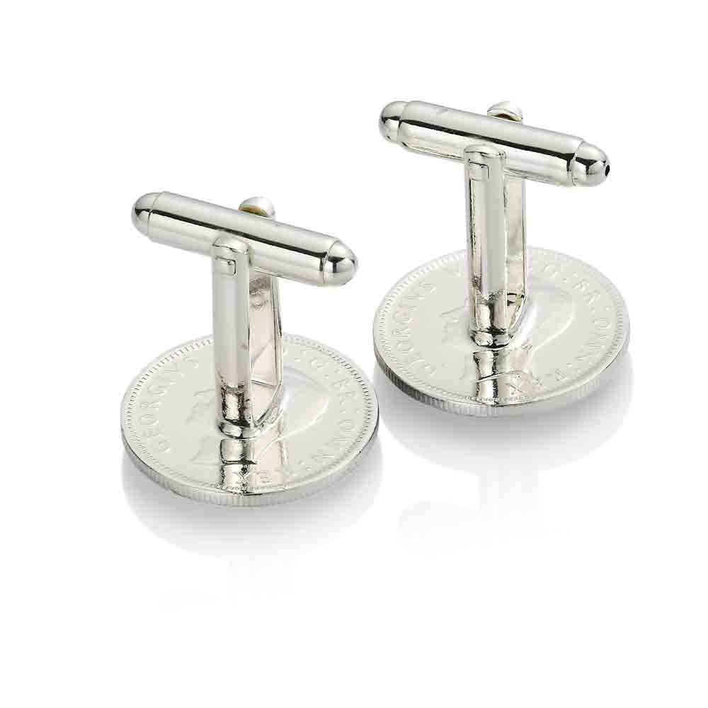 George VI Sixpence (1937-1952) - Enamelled Coin Cufflinks