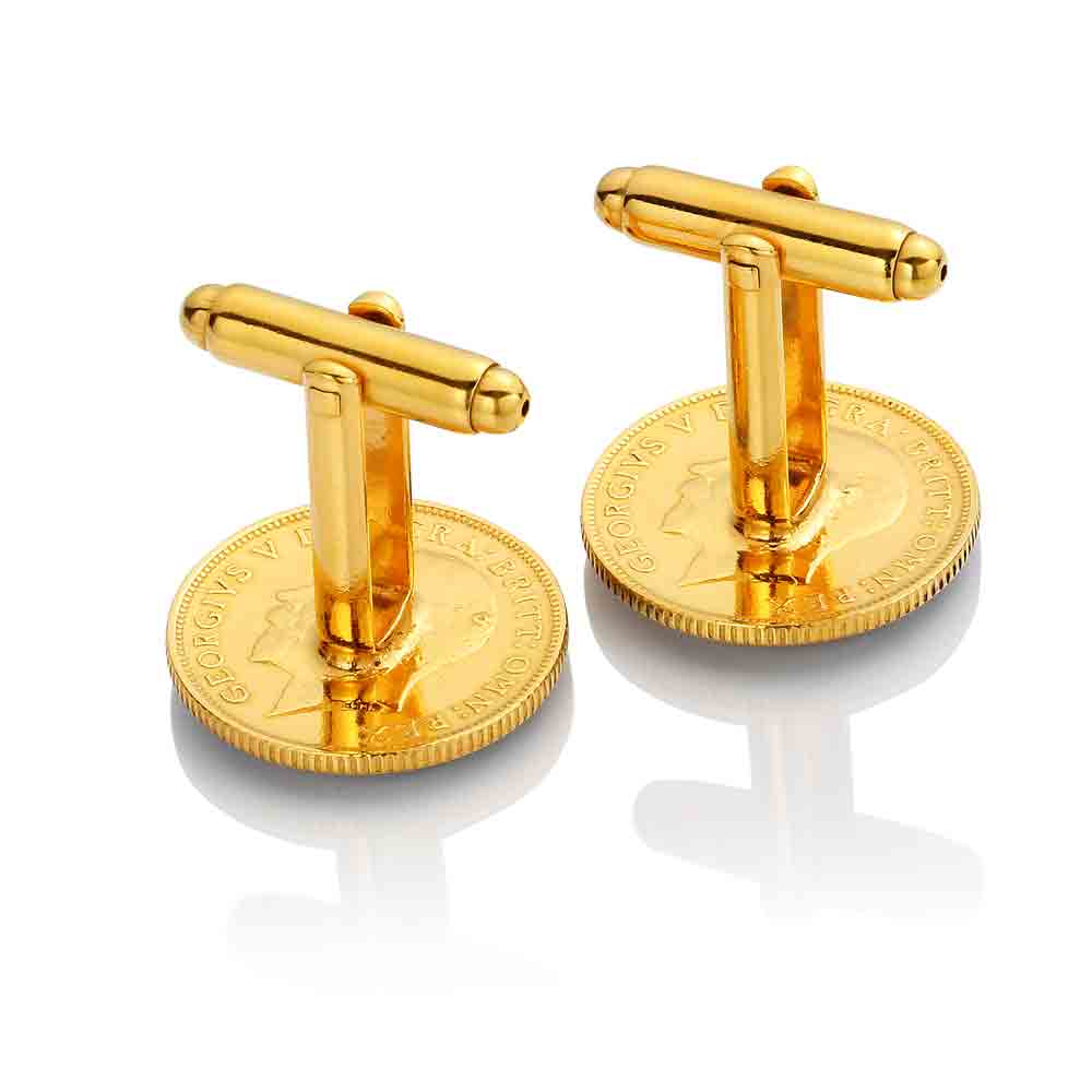 George VI Sixpence (1937-1952) - Enamelled Coin Cufflinks