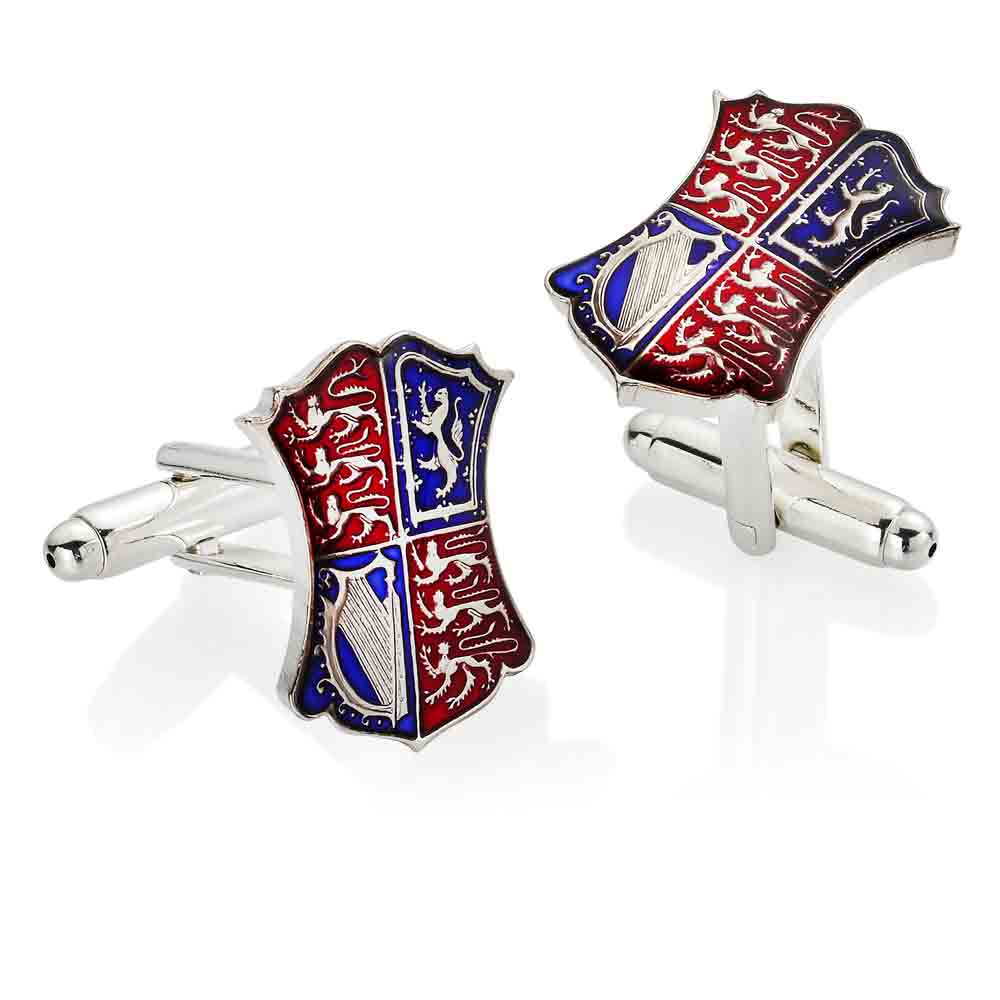 Half Crown Shield - Enamelled Coin Cufflinks