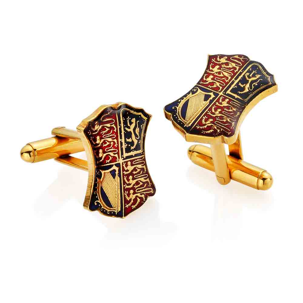 Half Crown Shield - Enamelled Coin Cufflinks