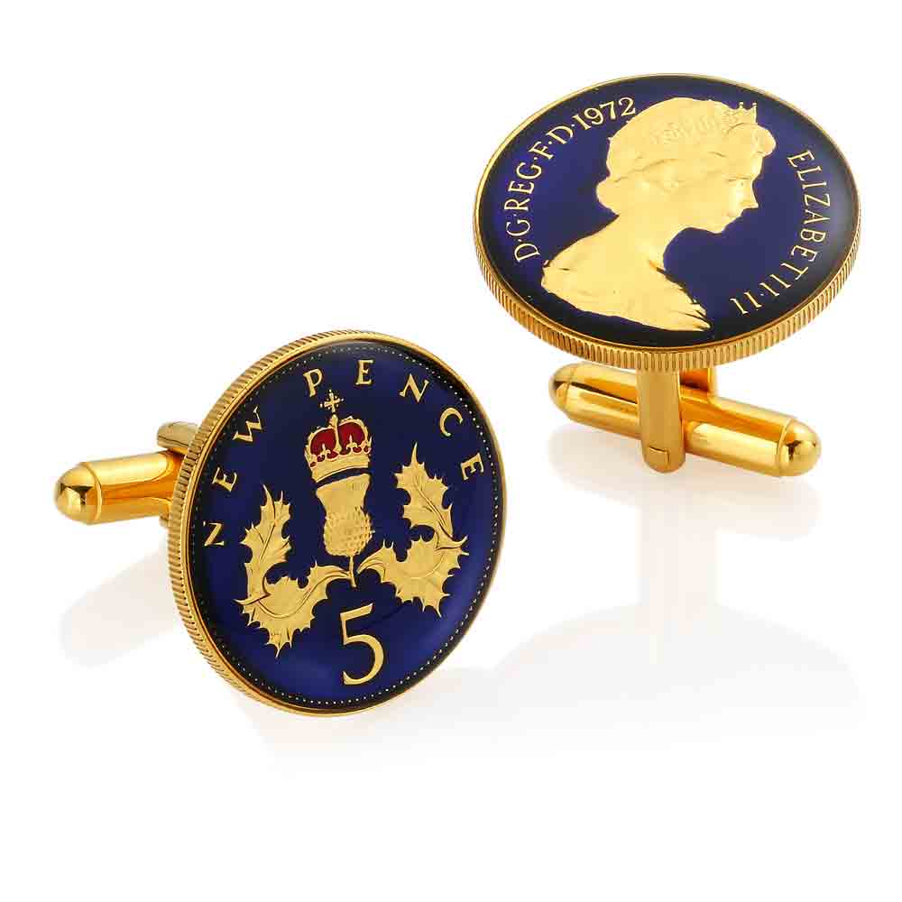 Five Pence (1968-1989) - Enamelled Coin Cufflinks