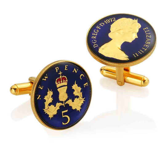 Five Pence (1968-1989) - Enamelled Coin Cufflinks