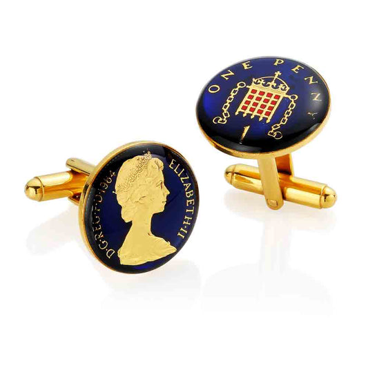 One Penny (1971-2008) - Enamelled Coin Cufflinks